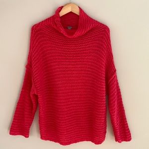 Aerie Loose Fit Drop Shoulder Cowl Neck Sweater Size Large Bright Pink